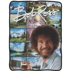 New Bob Ross The Joy of Painting Fleece Gift Throw Blanket Collage SOFT Wall Art